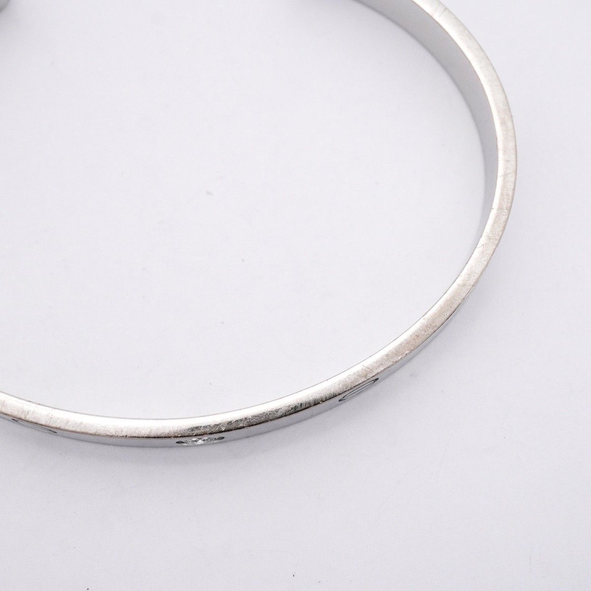 Cartier Bangle Love Open 18k White Gold Diamond Bracelet — view 9
