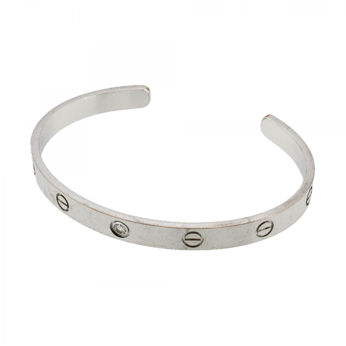 Cartier Bangle Love Open 18k White Gold Diamond Bracelet