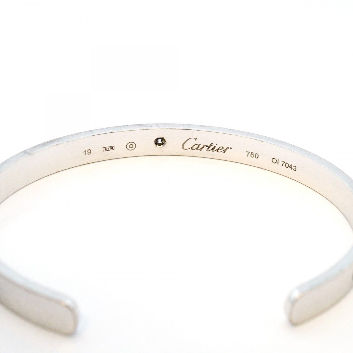 Cartier Bangle Love Open 18k White Gold Diamond Bracelet — view 5