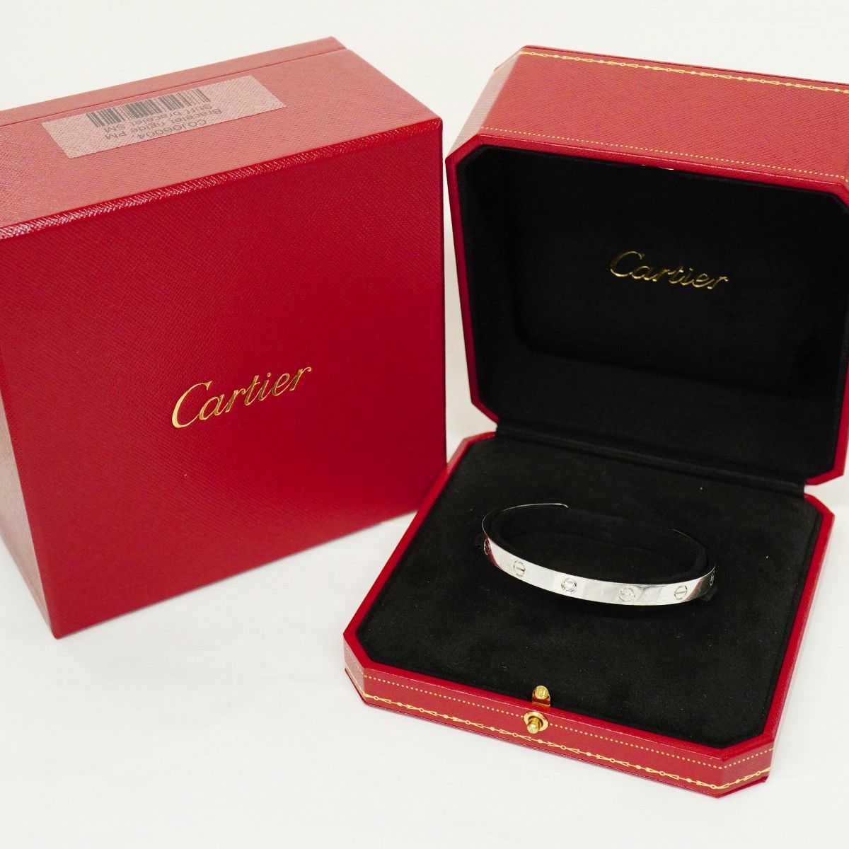Cartier Bangle Love Open 18k White Gold Diamond Bracelet — view 7