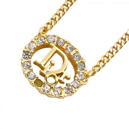 Dior Necklace Logo Gold Plated Rhinestone