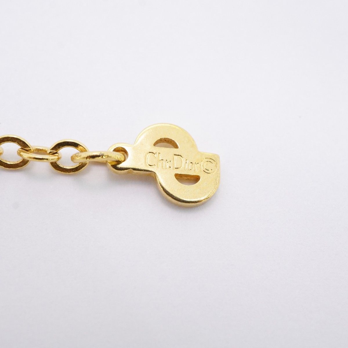 Dior Necklace Logo Gold Plated Rhinestone — view 5