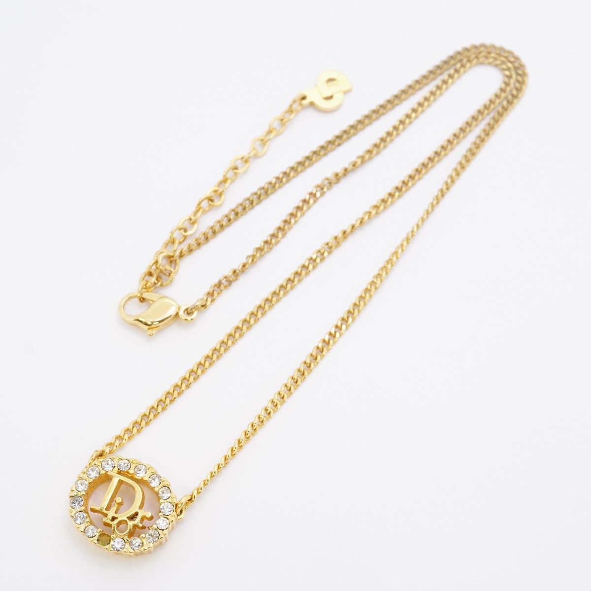 Dior Necklace Logo Gold Plated Rhinestone — view 3