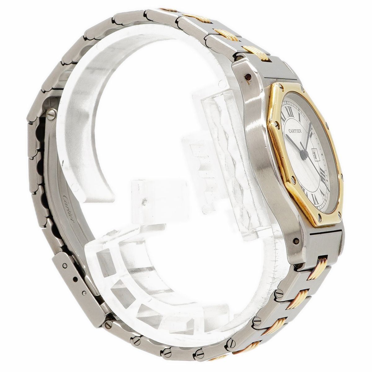 Cartier Santos Octagon LM Godron Bracelet White Dial Watch — view 3