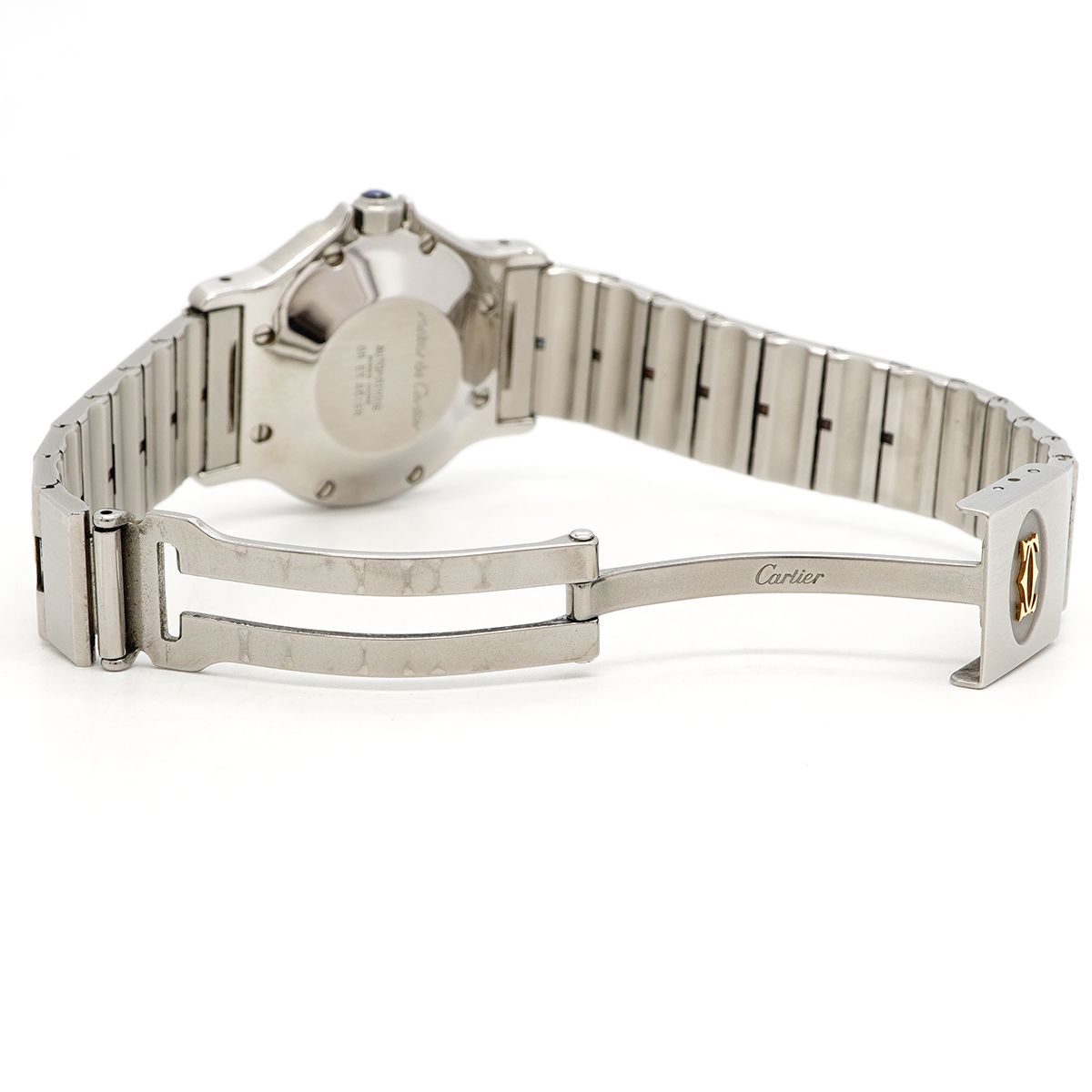 Cartier Santos Octagon LM Godron Bracelet White Dial Watch — view 4