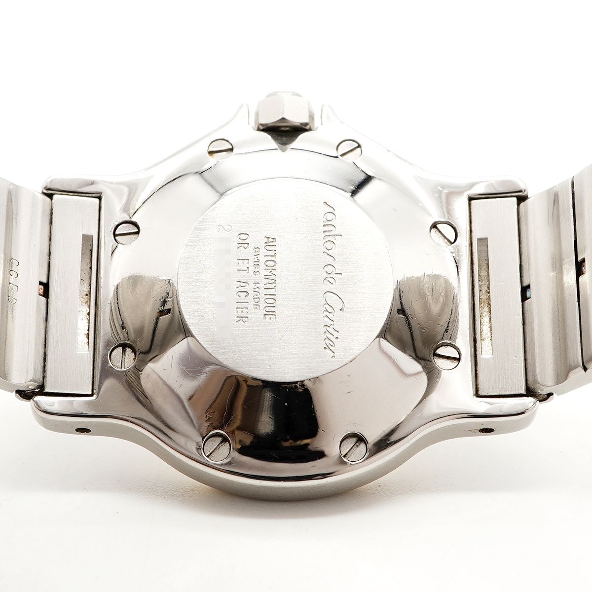 Cartier Santos Octagon LM Godron Bracelet White Dial Watch — view 5