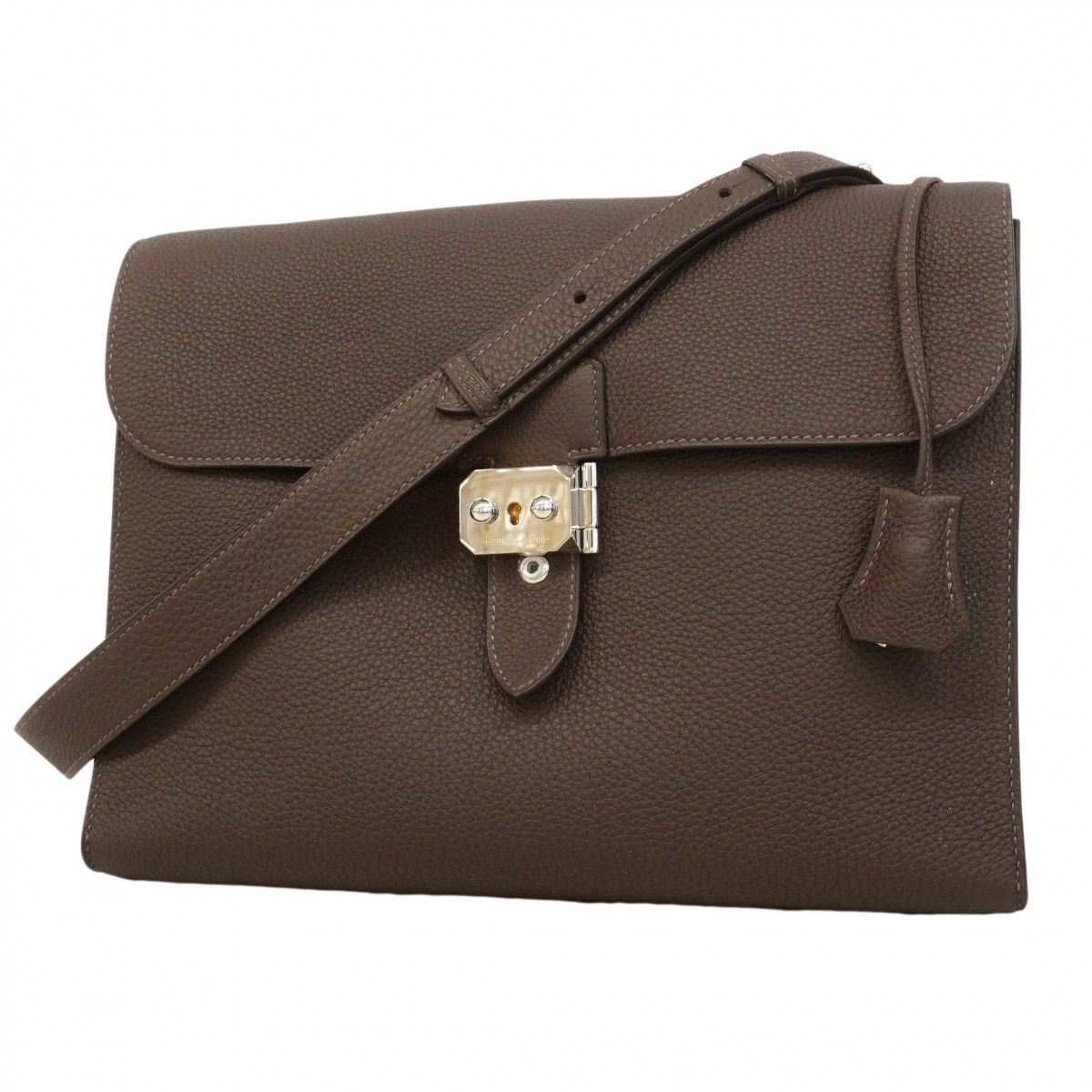 Hermes Shoulder Bag Sac Depeches 29 Togo Cacao Silver