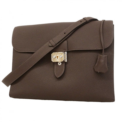 Hermes Shoulder Bag Sac Depeches 29 Togo Cacao Silver