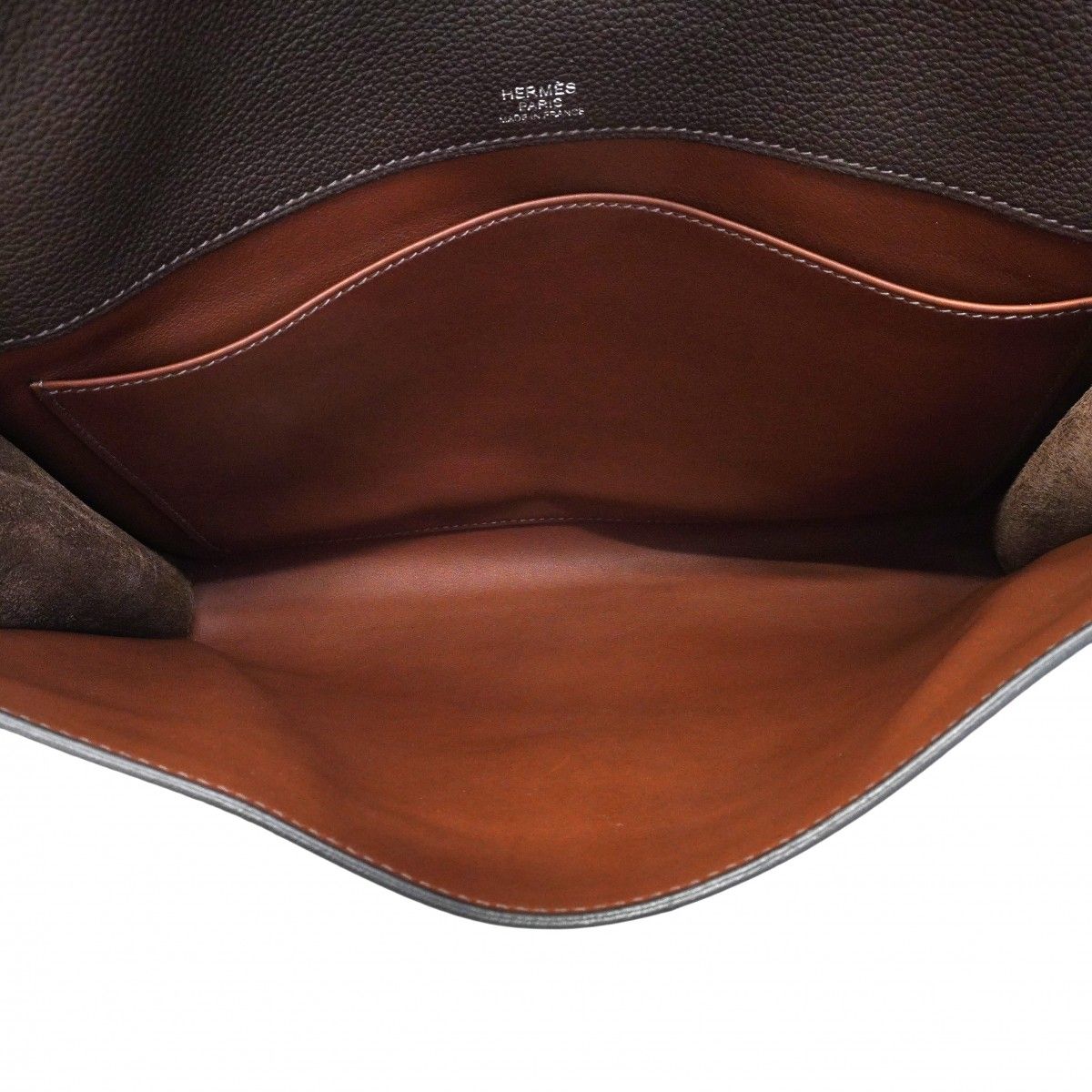 Hermes Shoulder Bag Sac Depeches 29 Togo Cacao Silver — view 4