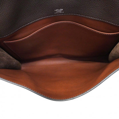 Hermes Shoulder Bag Sac Depeches 29 Togo Cacao Silver — view 4