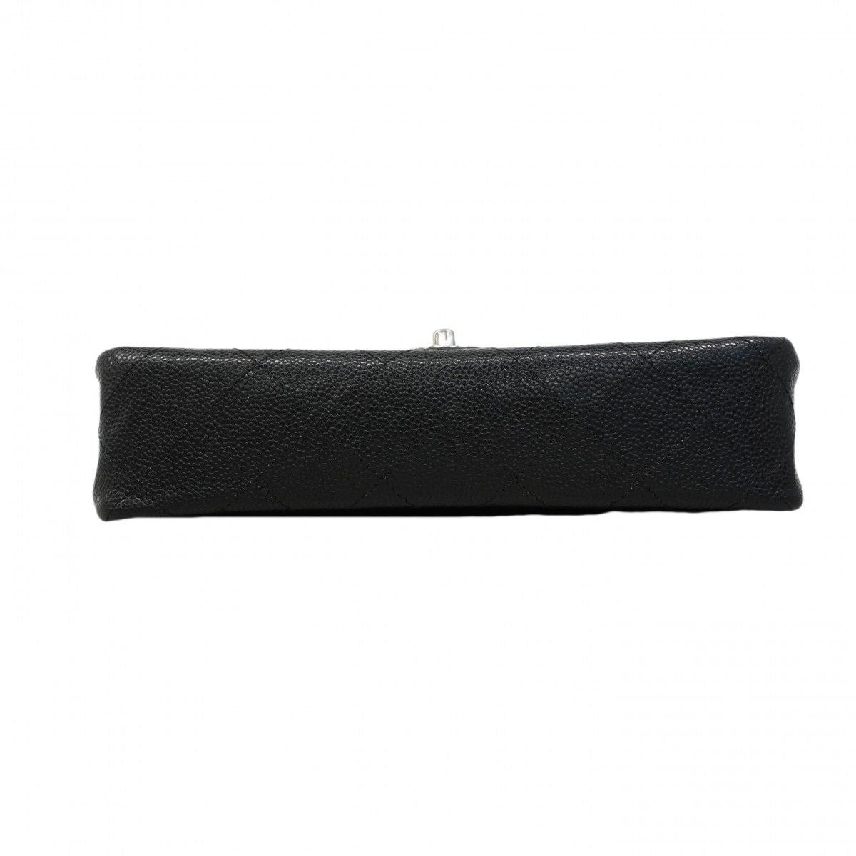 Chanel Shoulder Bag Quilted Caviar Leather Black Silver — view 3
