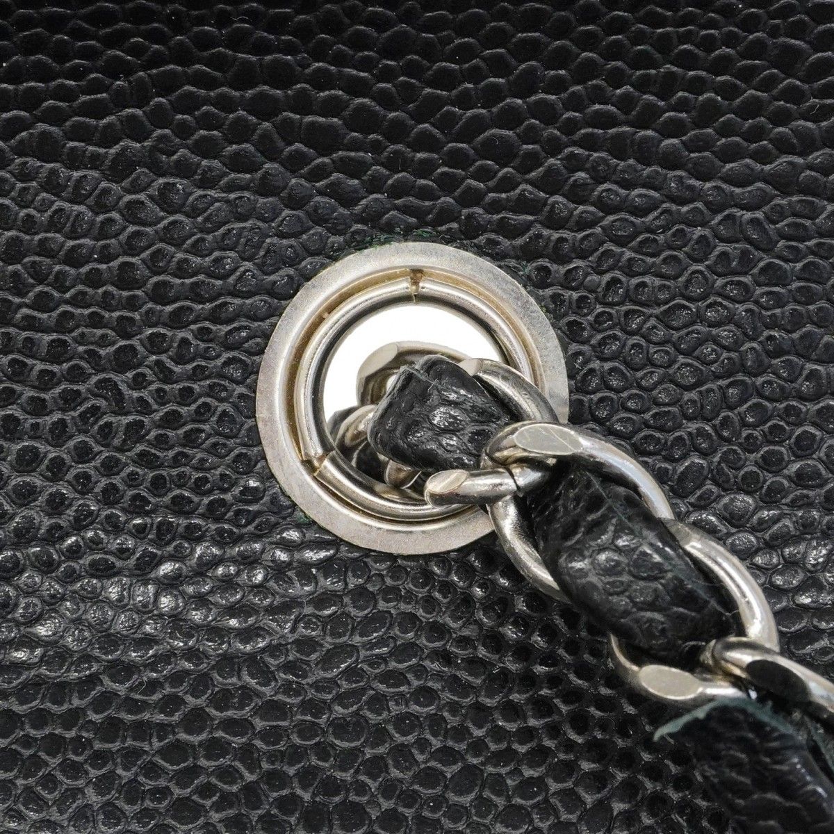 Chanel Shoulder Bag Quilted Caviar Leather Black Silver — view 7