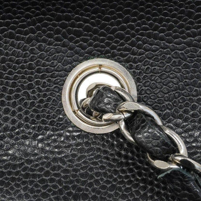 Chanel Shoulder Bag Quilted Caviar Leather Black Silver — view 7