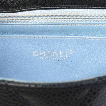 Chanel Shoulder Bag Quilted Caviar Leather Black Silver — view 5