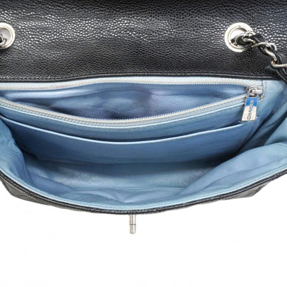 Chanel Shoulder Bag Quilted Caviar Leather Black Silver — view 4