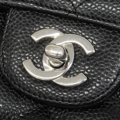 Chanel Shoulder Bag Quilted Caviar Leather Black Silver — view 9
