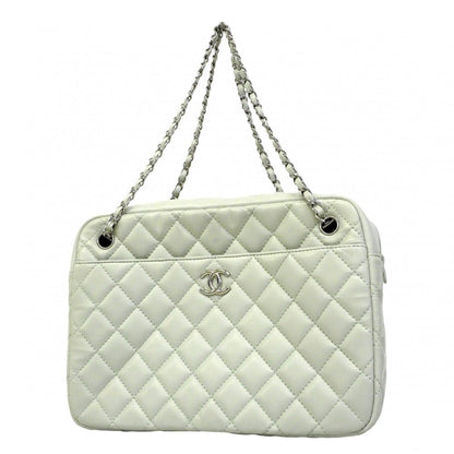 Chanel Shoulder Bag Quilted Lambskin Pale Green Silver