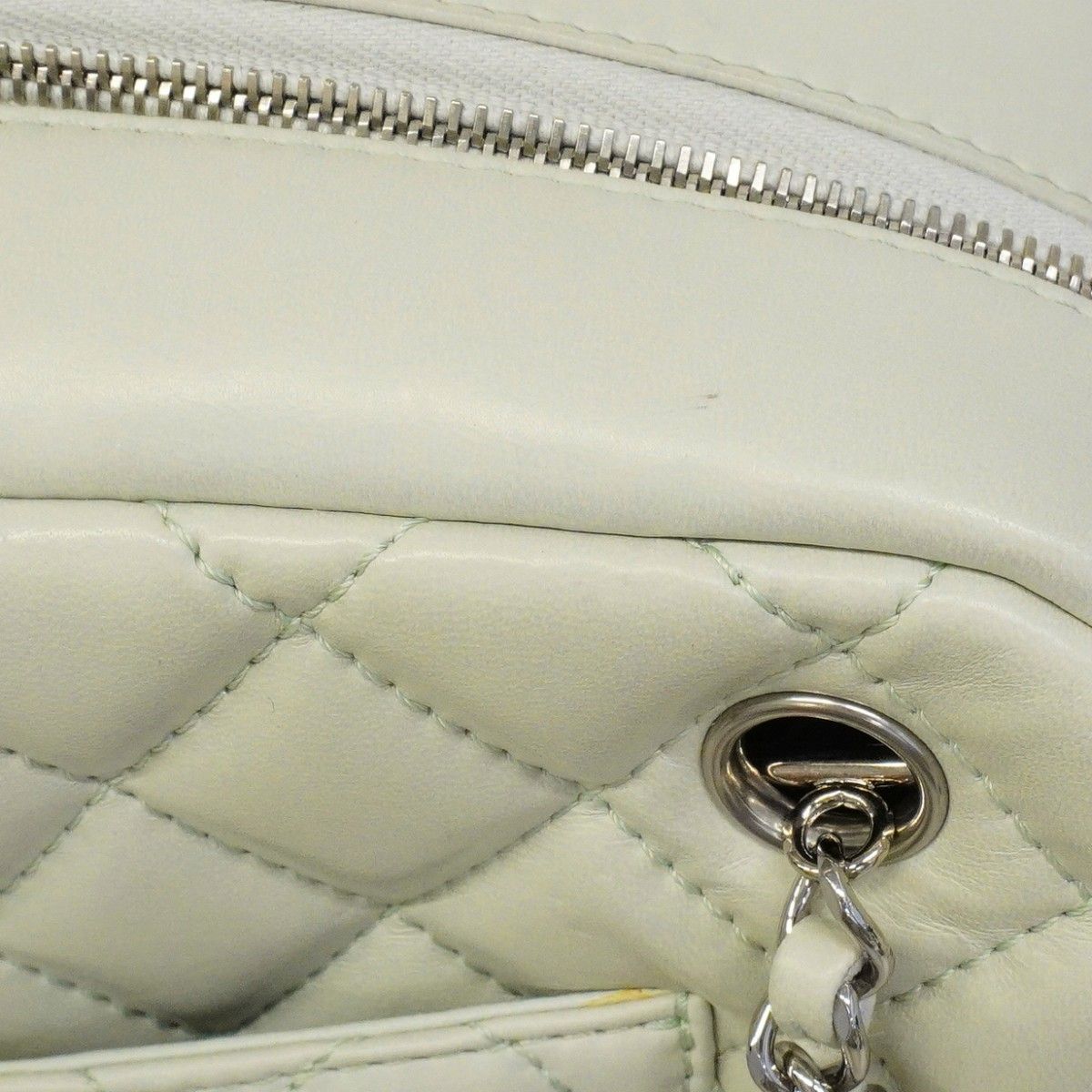Chanel Shoulder Bag Quilted Lambskin Pale Green Silver — view 7