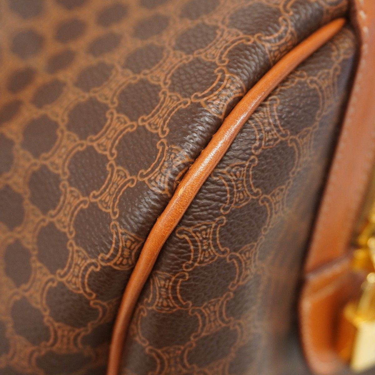 Celine Boston Bag Macadam Brown Gold — view 7