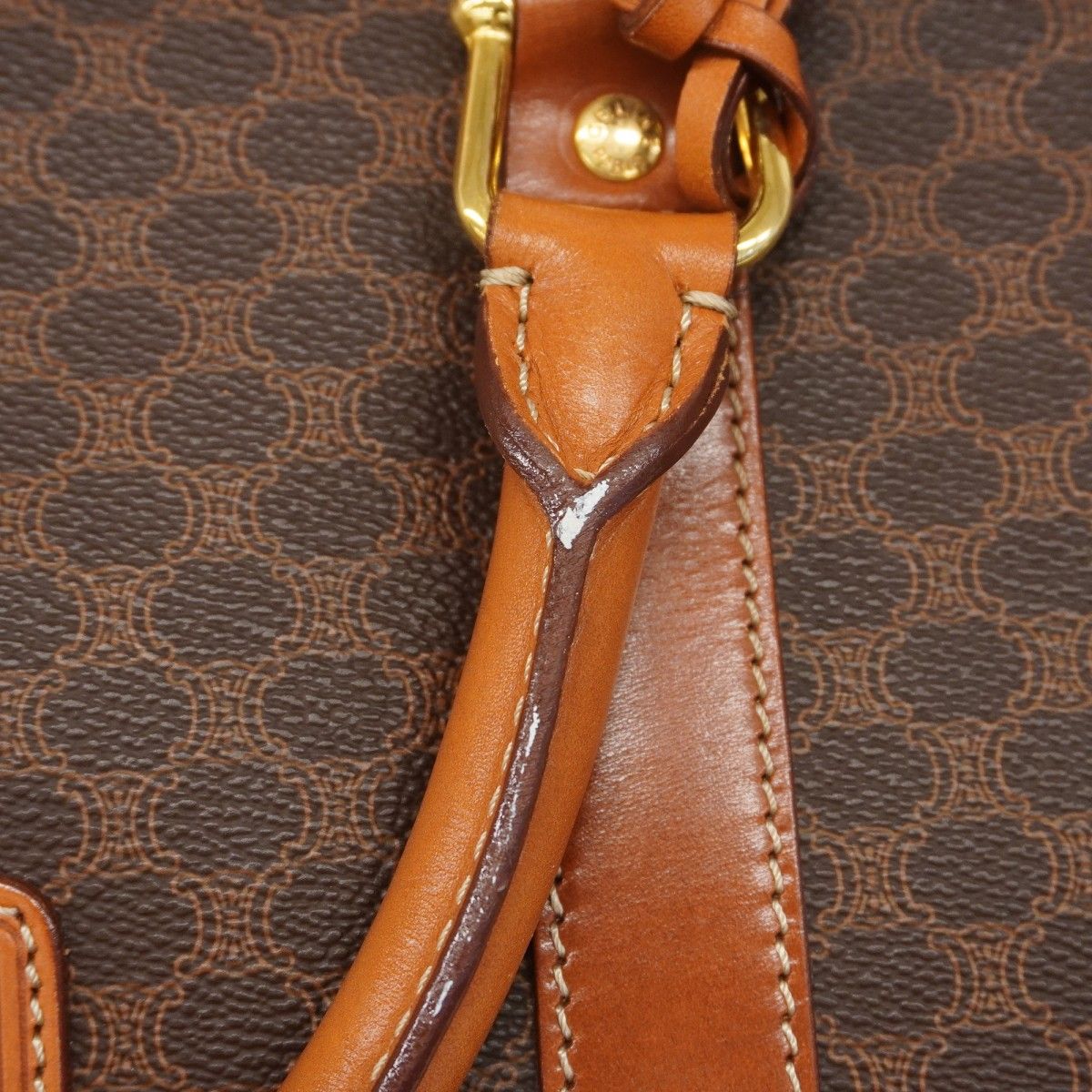 Celine Boston Bag Macadam Brown Gold — view 8