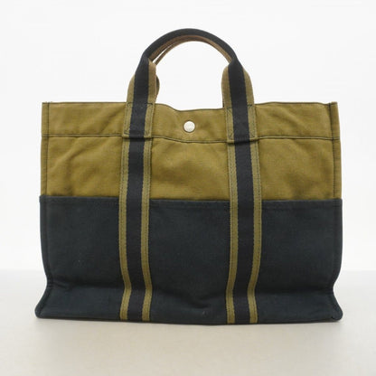 Hermes Tote Fourre Tout MM Canvas Black Khaki Silver — view 9