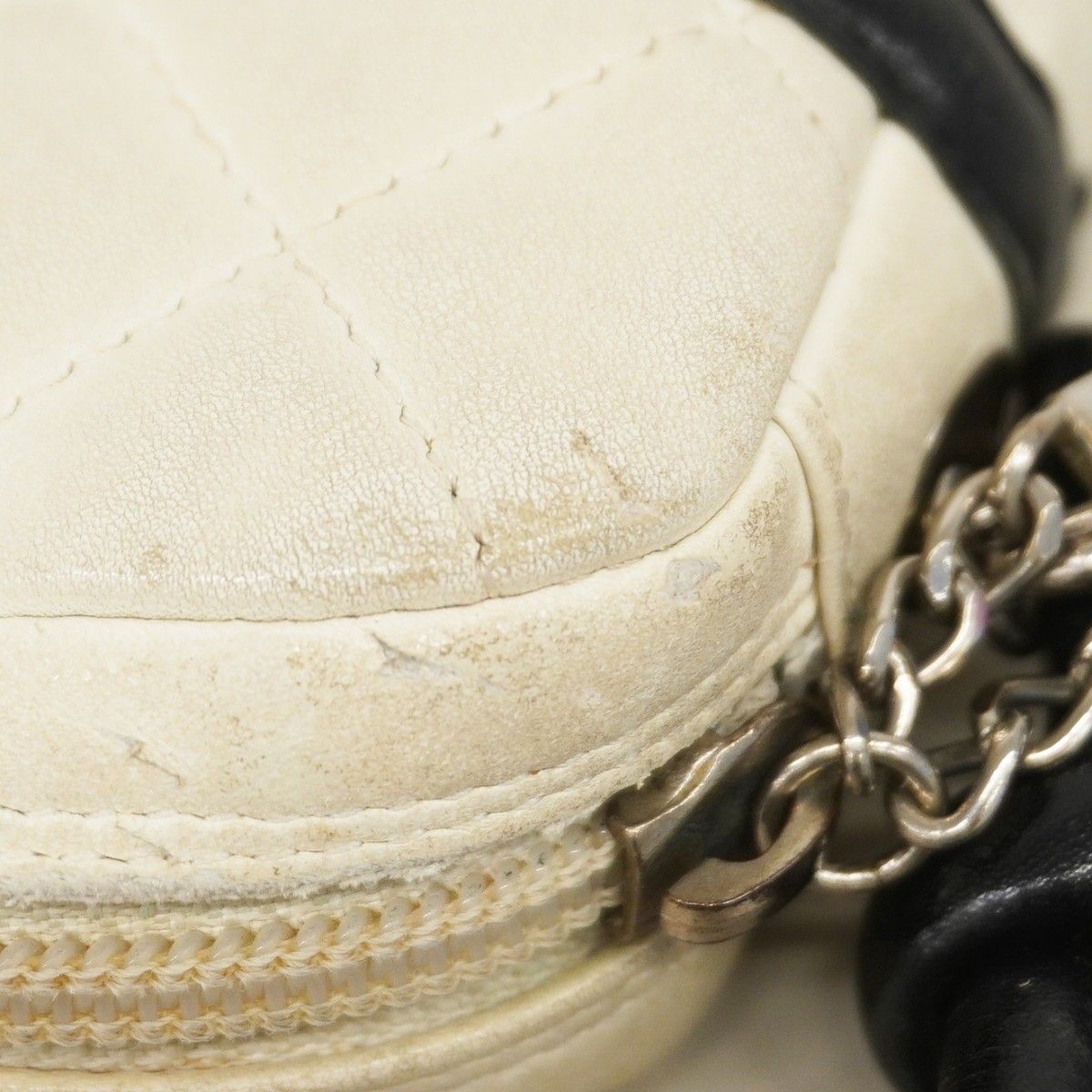 Chanel Handbag Cambon Lambskin Black White Silver — view 7
