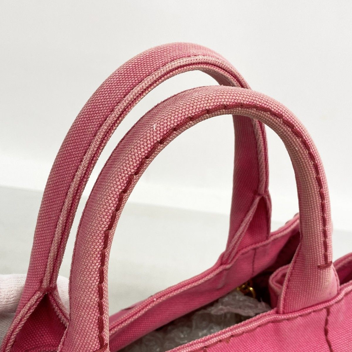 Prada Tote Canapa Canvas Pink Gold — view 8