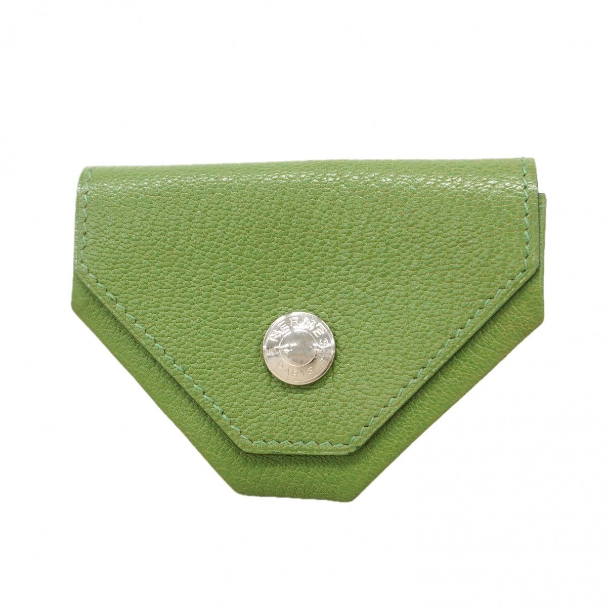 Hermes Coin Case Van Quatre Chevre Misor Vert Bengal Silver