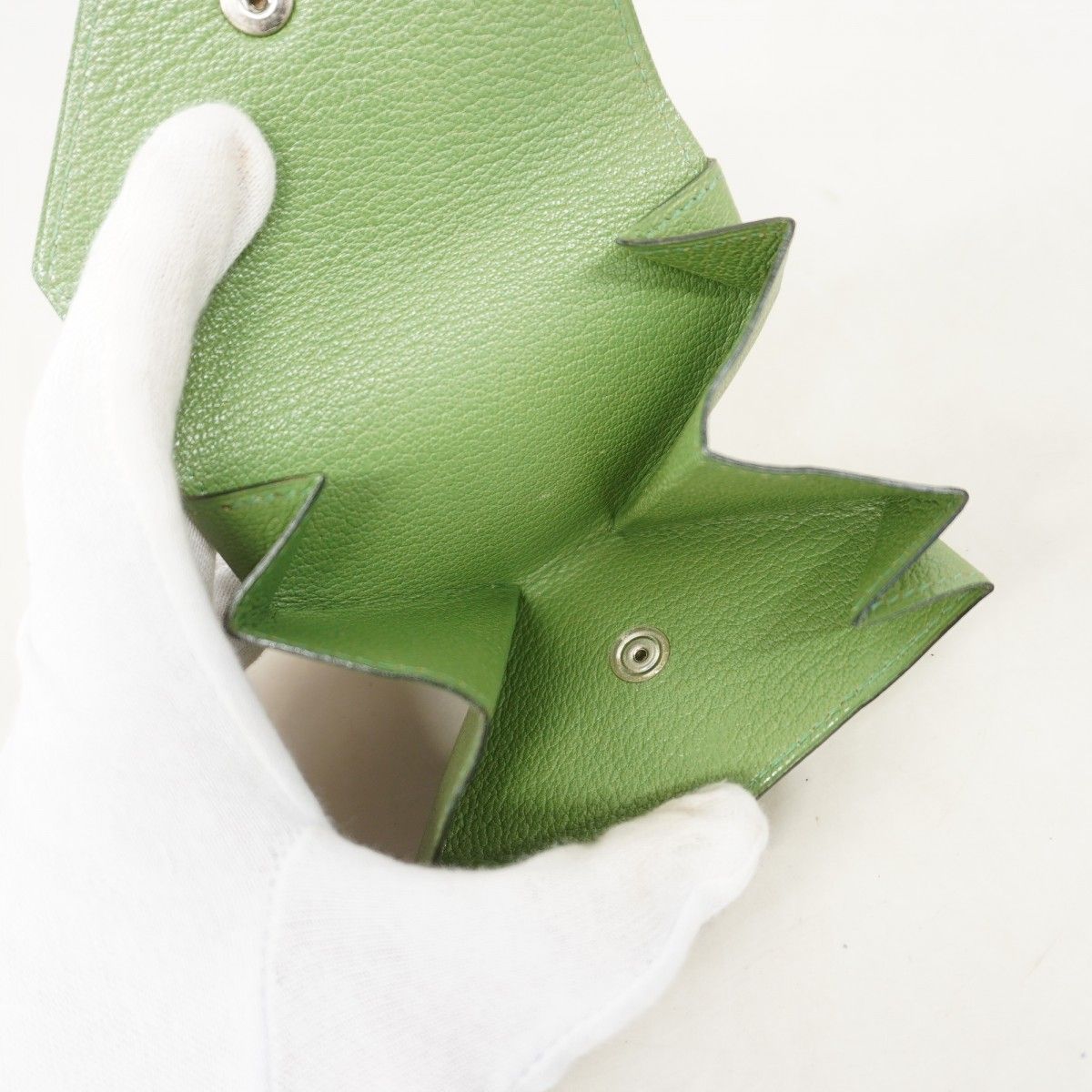 Hermes Coin Case Van Quatre Chevre Misor Vert Bengal Silver — view 3
