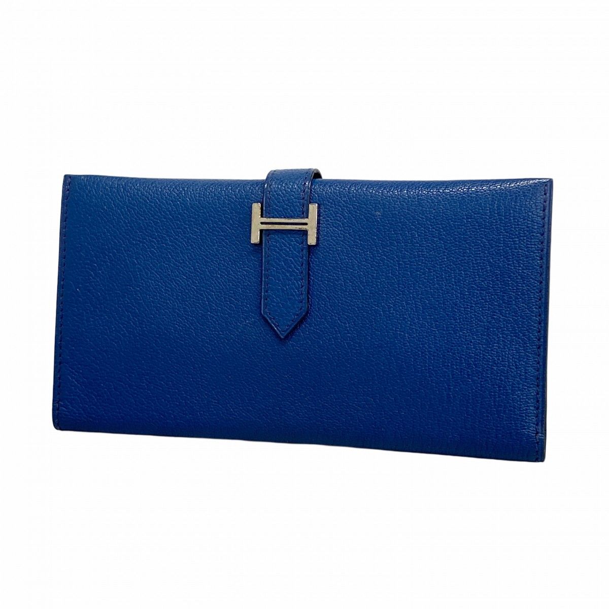 Hermes Wallet Bearn Chevre Misor Blue Domalt Silver