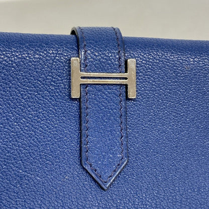 Hermes Wallet Bearn Chevre Misor Blue Domalt Silver — view 6