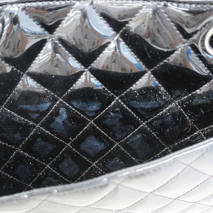 Chanel Chain Tote Quilted Patent Leather Black Silver — view 7