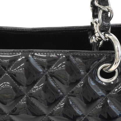 Chanel Chain Tote Quilted Patent Leather Black Silver — view 9