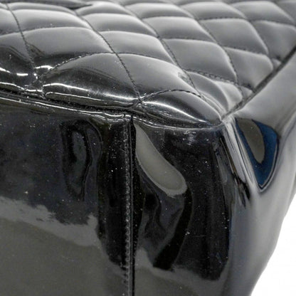 Chanel Chain Tote Quilted Patent Leather Black Silver — view 8