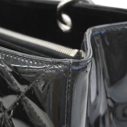 Chanel Chain Tote Quilted Patent Leather Black Silver — view 6