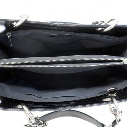 Chanel Chain Tote Quilted Patent Leather Black Silver — view 4