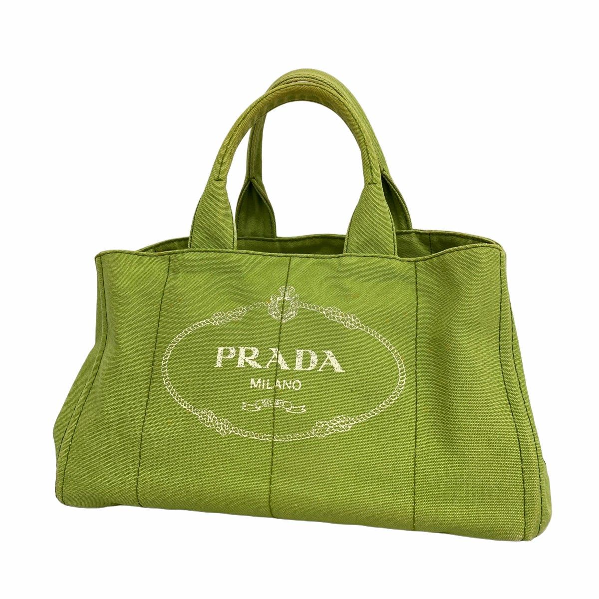 Prada Tote Canapa Canvas Green Gold