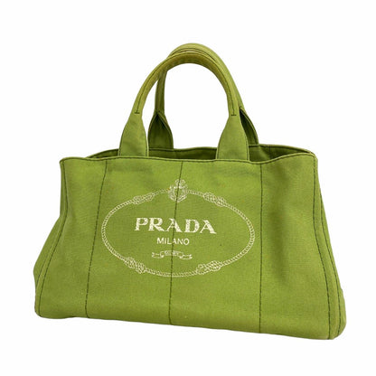 Prada Tote Canapa Canvas Green Gold
