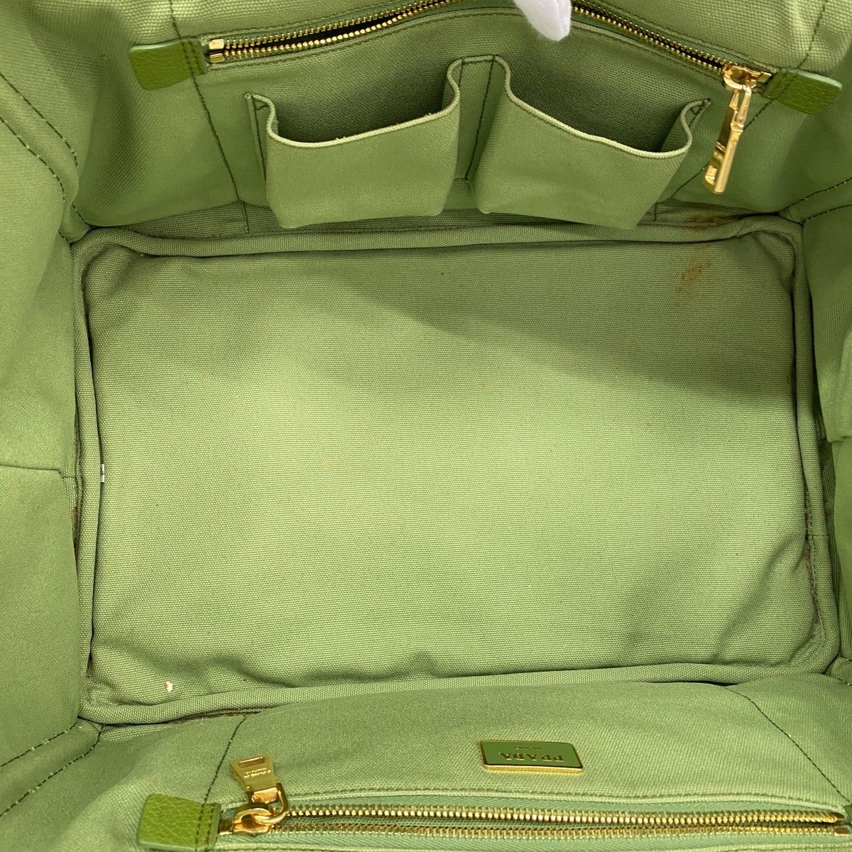 Prada Tote Canapa Canvas Green Gold — view 4