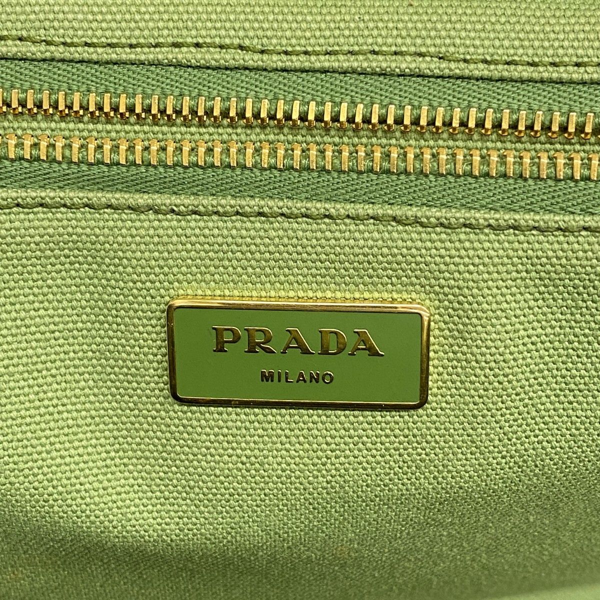 Prada Tote Canapa Canvas Green Gold — view 5