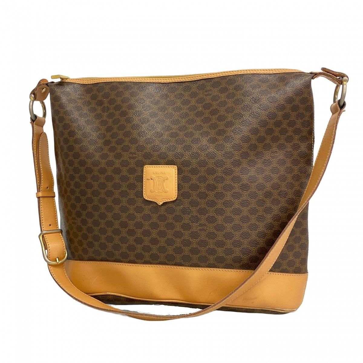 Celine Shoulder Bag Macadam Brown Gold