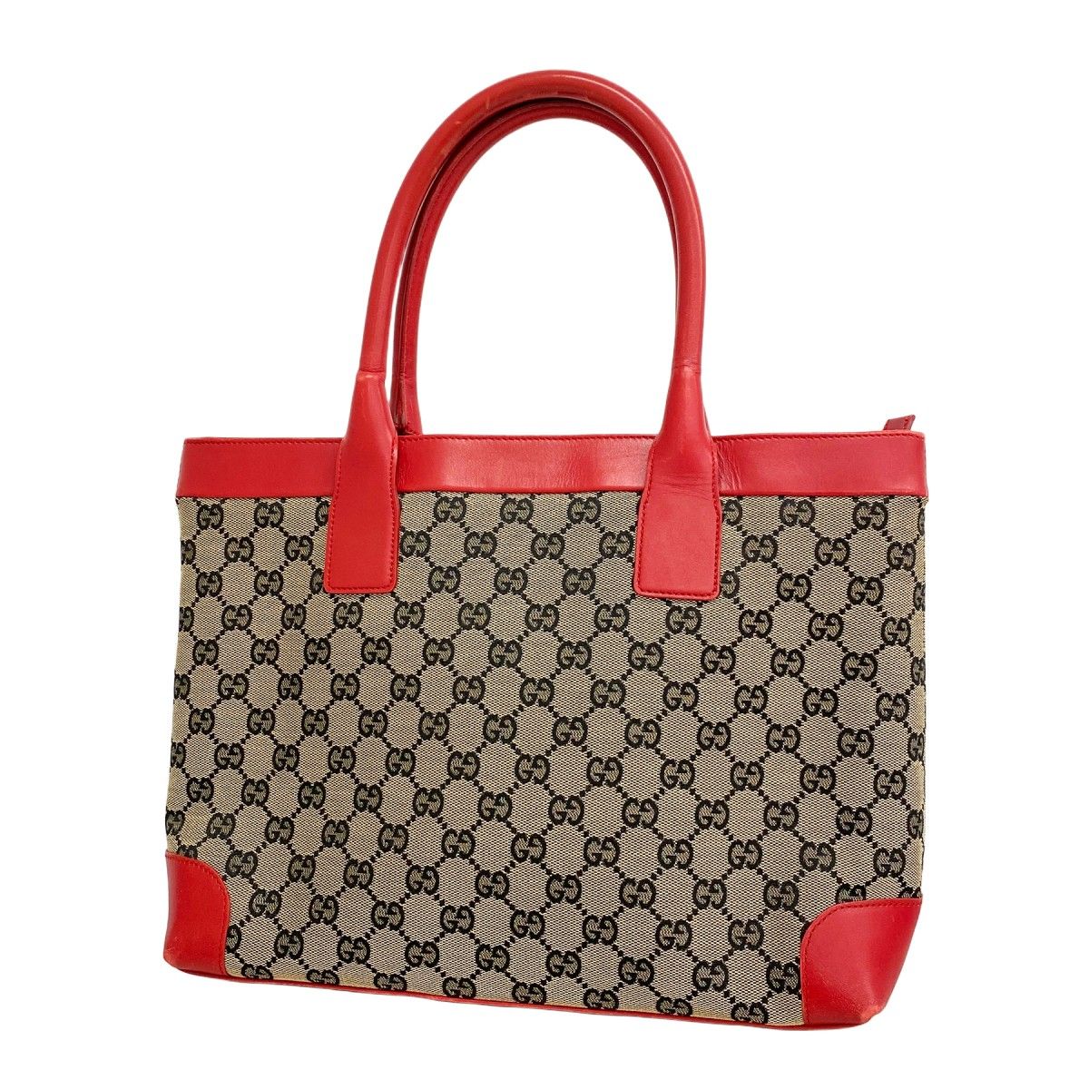 Gucci Tote GG Canvas 002 Black Red Gold