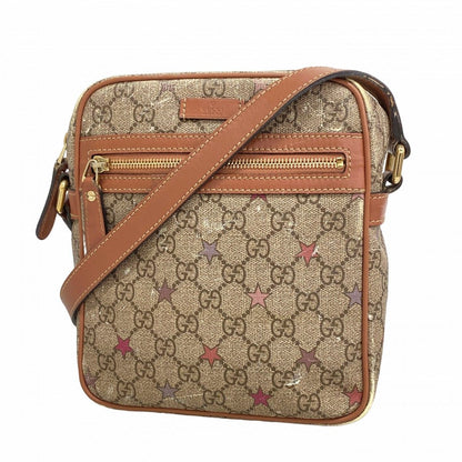 Gucci Shoulder Bag GG Supreme Brown Pink Champagne Gold