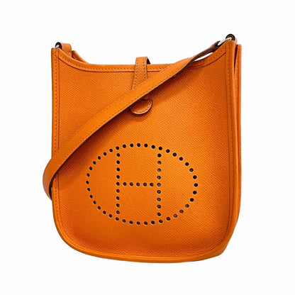 Hermes Shoulder Bag Evelyne TPM Veau Epsom Orange Silver