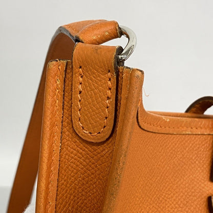 Hermes Shoulder Bag Evelyne TPM Veau Epsom Orange Silver — view 8