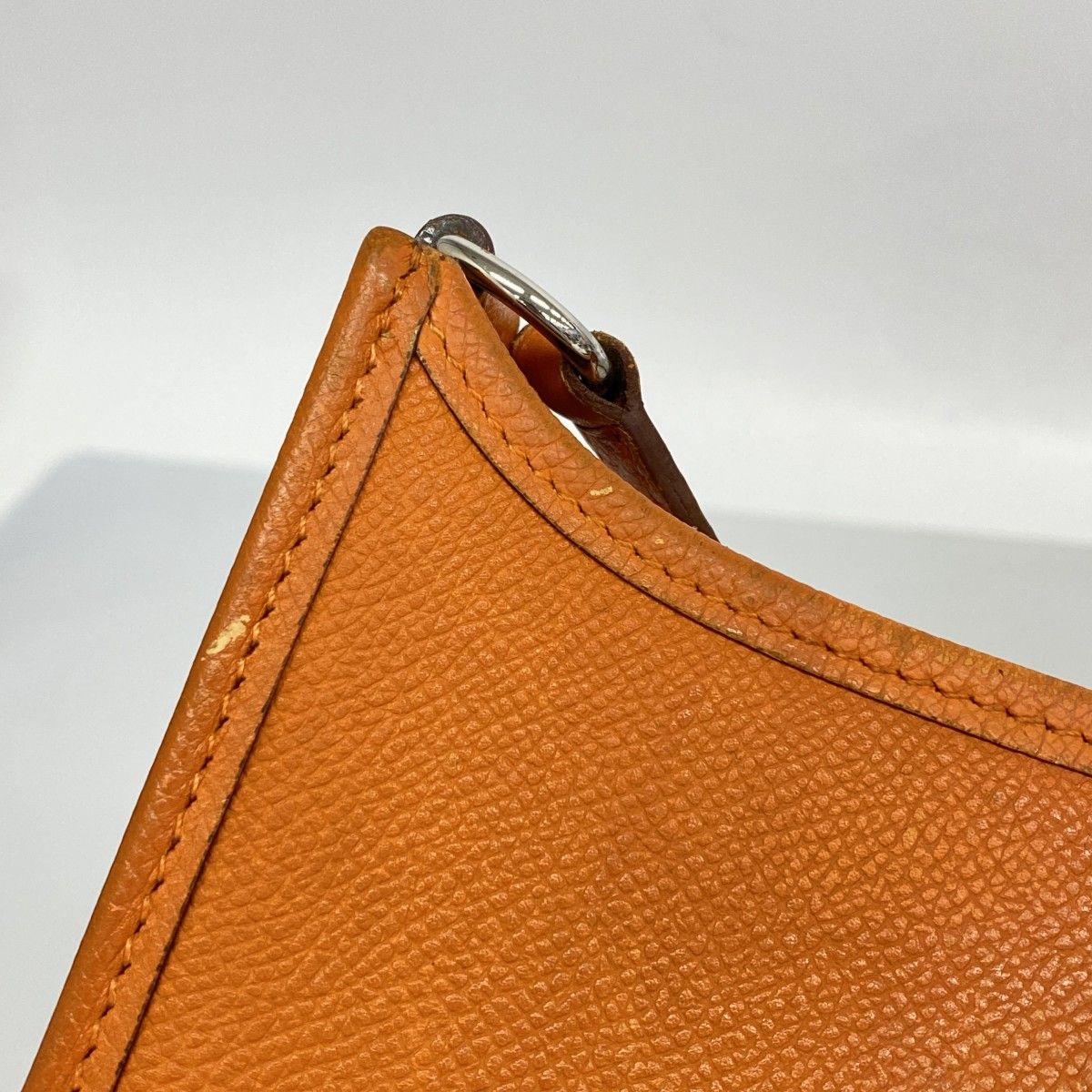 Hermes Shoulder Bag Evelyne TPM Veau Epsom Orange Silver — view 7