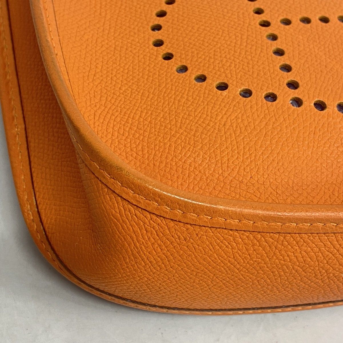 Hermes Shoulder Bag Evelyne TPM Veau Epsom Orange Silver — view 6