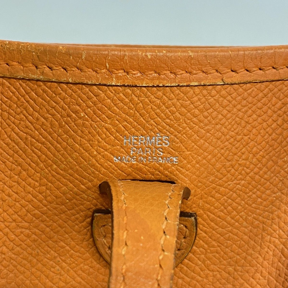 Hermes Shoulder Bag Evelyne TPM Veau Epsom Orange Silver — view 5