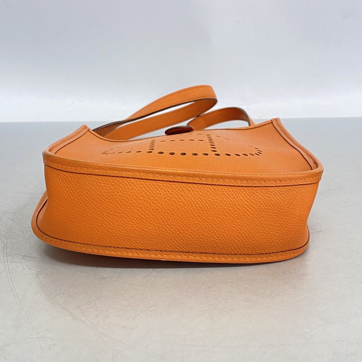 Hermes Shoulder Bag Evelyne TPM Veau Epsom Orange Silver — view 3