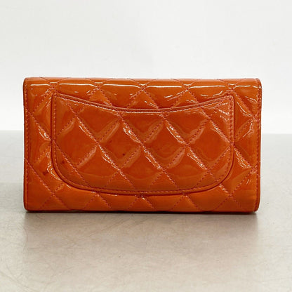 Chanel Wallet Quilted Patent Leather Orange Silver — view 8